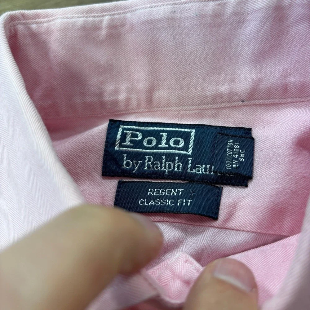 Polo Ralph Lauren Dress Shirt 15.5 32/33 Herringbone Regent Classic Fit Pink